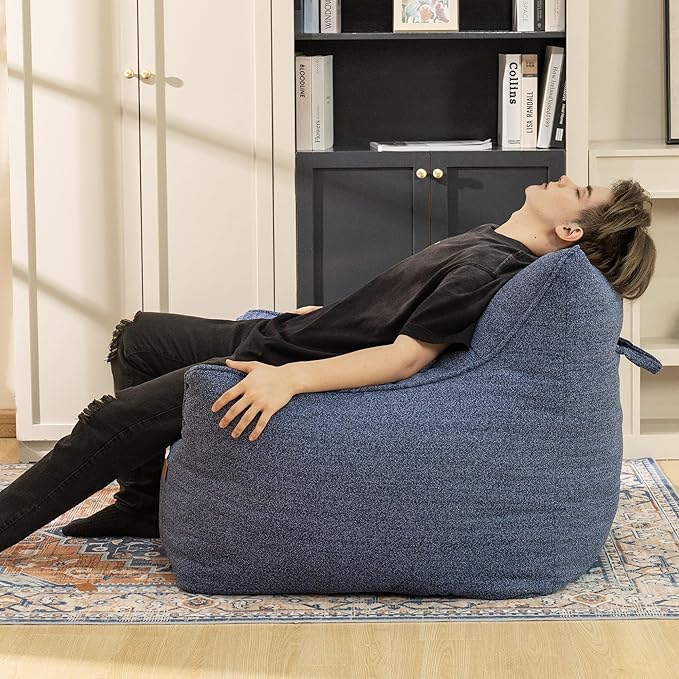 Bean Bag Chair for Adults, Comfy Tufted Bean Bag Chair Sofa with Armrests, Lazy Beanbag Chair with Foam Filler Stuffed Bean Bag Couch Sofa for Reading in Bedroom, Living Room and Dorms-Ruum Studio Home