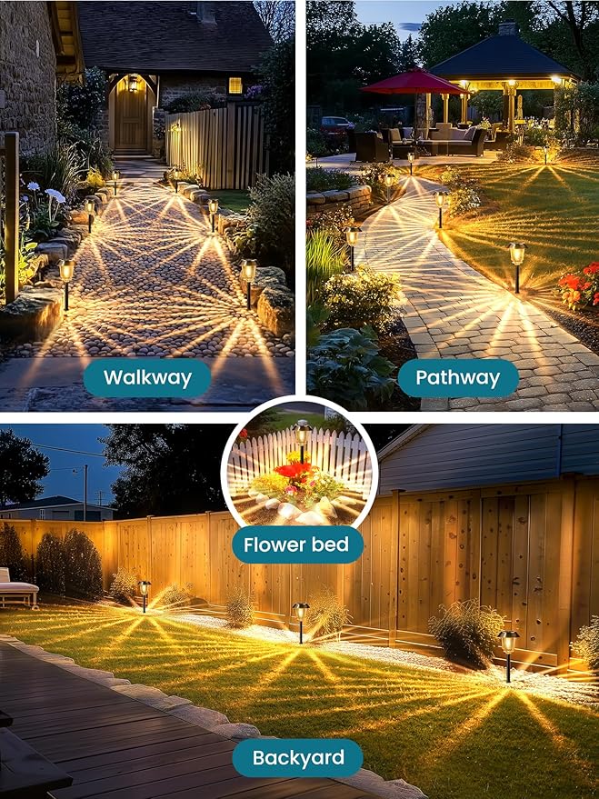Solar Lights Outdoor Waterproof,4 Pack Bronze Pathway Lights with 10-40 LM Dimmable Glass and Metal, Solar Powered Garden Fall Decor for Yard,Patio,Pathway,Driveway(Warm White)-Ruum Studio Home
