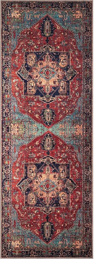 Keen Home Design 2x12 Rug - Machine Washable Runner Rug with Non-Slip Backing, Ideal for Hallway, Entryway, Kitchen, Laundry Room - Vintage, Easy Clean, Durable, Low Pile - (2'6" x 12')-Ruum Studio Home