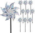 Hausse 10 Pack Reflective Pinwheels with Stakes (Assembly Required), Extra Sparkly Pin Wheel for Garden Decor, Bird Repellent Devices Deterrent to Scare Birds Away from Yard Patio Farm-Ruum Studio Home