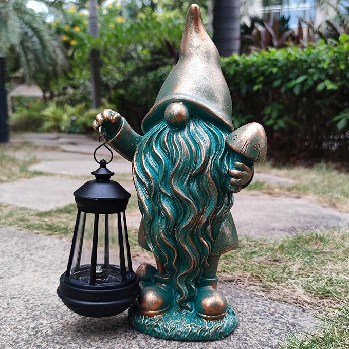 Gnomes Garden Statue Outdoor Décor with Solar Lights Lantern,Gnome Solar Light Figurines Outside Decorations for Yard，Lawn Patio, Balcony, Unique Housewarming Gifts-Ruum Studio Home