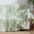 jinchan Boho 100% Cotton Blanket Muslin Lightweight Twin Size Throw Blanket Reversible for Couch Soft Cozy All Season 3-Layer Throw Coverlet Blanket for Bedroom Living Room Decor Green 60x80 Inches-Ruum Studio Home