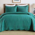 MarCielo 3-Piece Christmas Quilt 100% Cotton Oversized Bedspread Lightweight Coverlet Embroidery Christmas Tree Pattern Bedding Set(TC Emerald, Oversized King (118"x106"))-Ruum Studio Home
