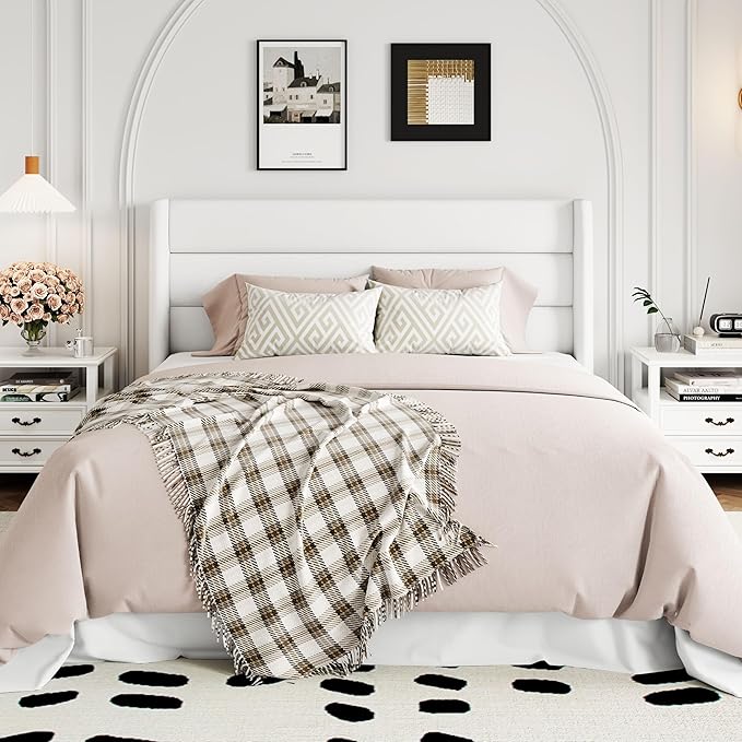 Allewie Full Size Velvet Lift Up Storage Bed, Modern Wingback Headboard, Hydraulic Support, No Box Spring Needed, White-Ruum Studio Home
