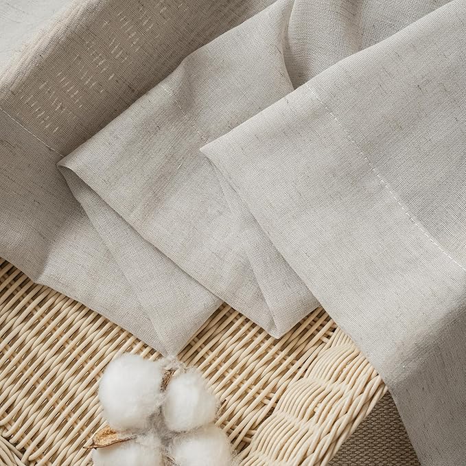 FMFUNCTEX Linen Sheer Curtains for Bedroom, Grey Curtains 63 Inch Length for Living Room, Gray Farmhouse French Flax Blend Window Draperies, Rod Pocket 2 Panels Set-Ruum Studio Home