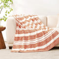 Snuggle Sac Orange Fall Throw Blanket for Couch, Reversible Super Soft Blankets Warm Cozy Knit Fuzzy Plush Blankets for Sofa,Living Room, Stripe Orange,50x60 inches-Ruum Studio Home