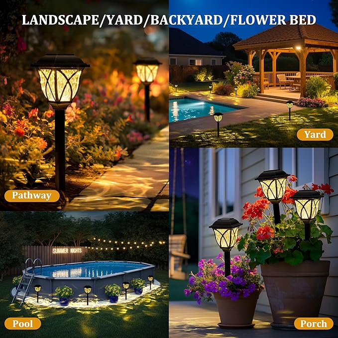GIGALUMI Solar Lights Outdoor Waterproof, 8 Pack LED Solar Garden Lights, Outdoor Decorations, Garden Decor for Yard, Patio, Landscape, Planter, Walkway (Warm White)-Ruum Studio Home