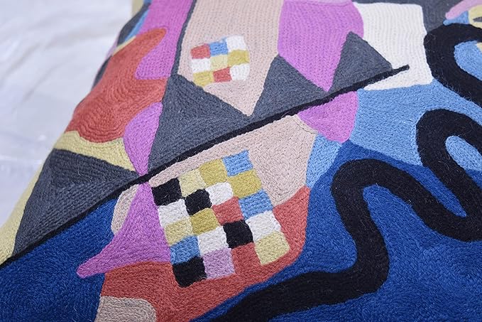 Wool Cotton Blend Abstract Flow Plush Pillow Cover - 18x18, Indoor and Outdoor-Ruum Studio Home