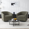 Swivel Barrel Accent Chair, Modern Round Chenille Fabric Arm Chair for Living Room, Bedroom, Comfy Club Reading Chairs for Adults（Chenille Fabric, Tan, Set of 2-Ruum Studio Home