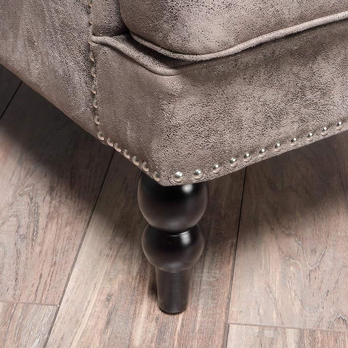 Christopher Knight Home GDFStudio Medford Brown Tufted Club Chair, Fabric Accent Chair with Studded Nailhead Accents-Ruum Studio Home