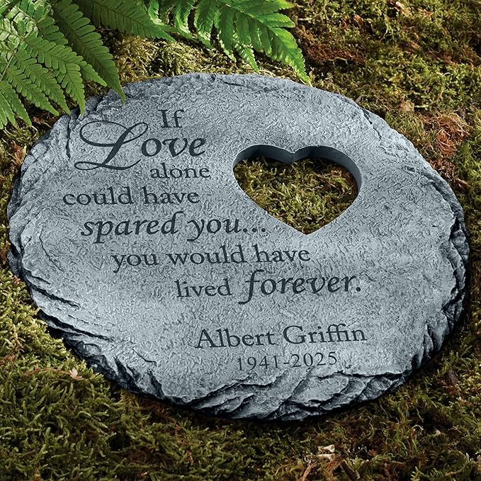 Let's Make Memories Personalized Memorial Stone - Sympathy Garden Marker - Durable, Weather-Resistant Cast Resin - Engraved with Your Loved One's Name - Personalized Condolences - 12" Diameter-Ruum Studio Home