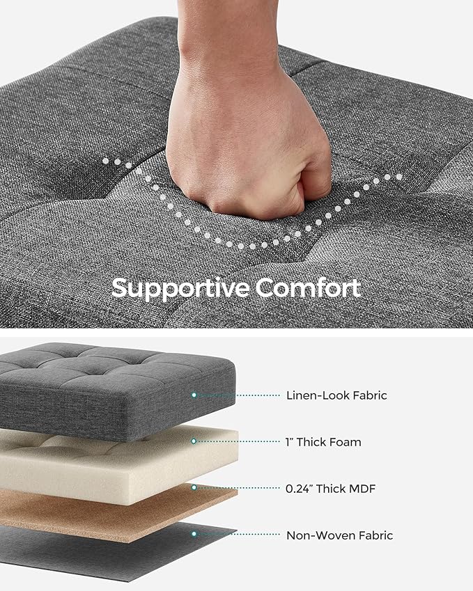 SONGMICS Storage Ottoman, Small Ottoman Foot Rest with Legs, 12.6 x 15.8 x 13.2 Inches Foot Stool, Load up to 660 lb, for Living Room, Bedroom, Dorm, Slate Gray ULSF012G01-Ruum Studio Home