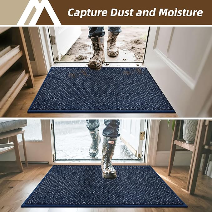 COSY HOMEER-Door-Mat 32"x48" Non Slip Absorbent Entryway Rugs Dirt Trapper Doormats Washable Entrance Mats Low Pile Welcome Floor Mat for Front Back Door and Entry Mats,Navy Blue-Ruum Studio Home