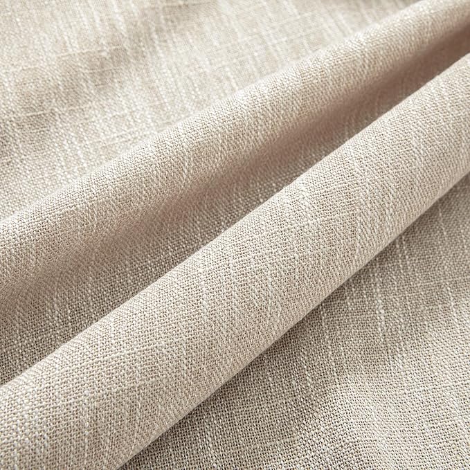 MYSKY HOME Curtains for Kitchen Windows, Sheer Curtains 63 Inch Length for Girls Bedroom Boho Linen Look Textured Fabric Soft Touch Light Filtering, 50" Wide, Light Oatmeal, Set of 2-Ruum Studio Home