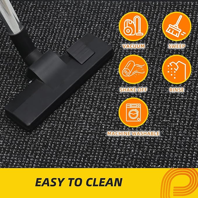 JSEI Dirt Trapper Door Mat 24"x36" Non-Slip Washable Entrance Mat, Dog Doormats, Absorbent & Fade-Resistant Floor Mats, Low Profile Welcome Mats for Entryway, Front Door, and Inside Entrance, Black-Ruum Studio Home