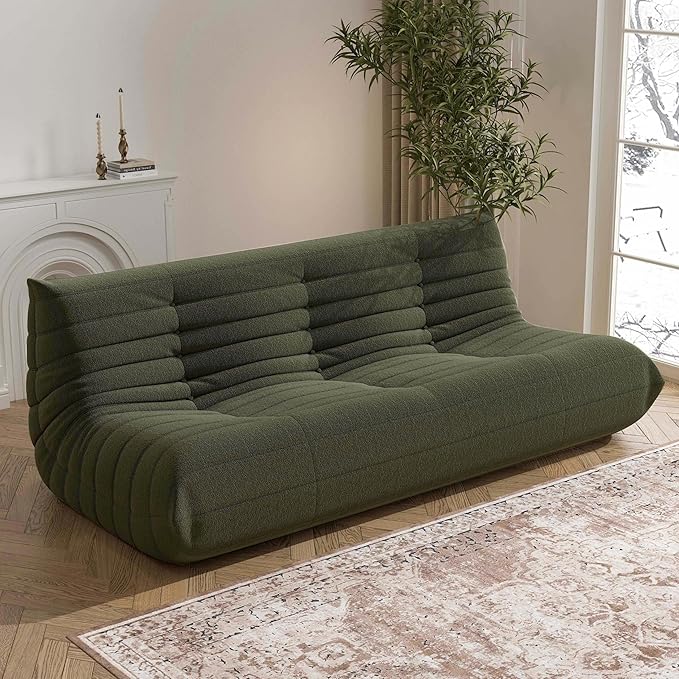 Big Bean Bag Chairs for Adults, 3 Seater Large Floor Sofa (Green)-Ruum Studio Home