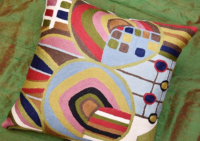 Hundertwasser Modern Pillow Cover Contemporary Pillowcase Outdoor Abstract Couch Accent Throw Pillowsham Mid Century Chair Cushions Handmade Wool Size 18x18-Ruum Studio Home