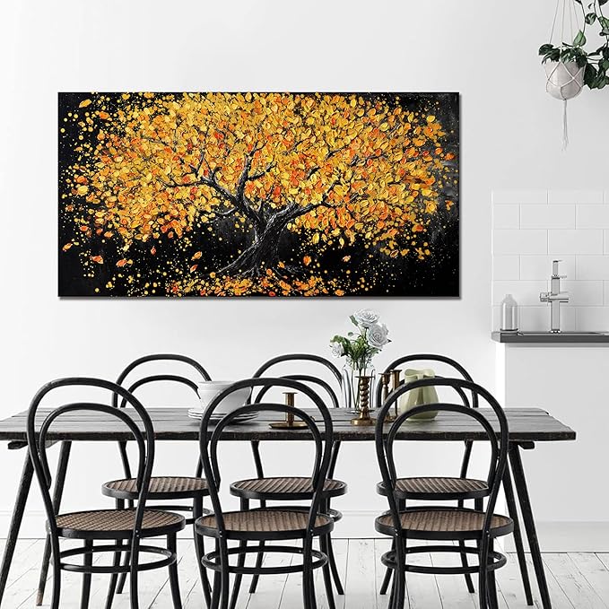 Canvas Wall Art Decor Artwork for Walls Black and Gold Wall Art Decor Tree of Life Wall Art Pictures for Living Room Tree Wall Art Modern Wall Art Prints Art Work for Home Office Wall Decor 20" X 40"-Ruum Studio Home