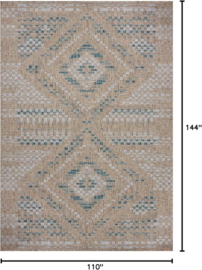Loloi Amber Lewis Topanga Collection TOP-04 Natural/Aqua 9'-2" x 12'-0" Indoor/Outdoor Area Rug-Ruum Studio Home