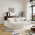 108" Sectional Couches for Living Room Modern Modular Sofa with L-Shape Couchs Upholstered Boneless Couch Deep Seat Sectional Couch with Chaise (White, Left Facing Chaise+2Seaters)-Ruum Studio Home