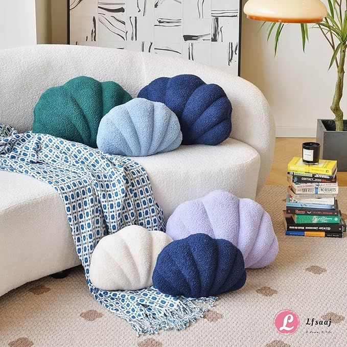 Seashell Throw Pillows, Shell Shaped Throw Pillows, 18 Inch Soft Home Decorative Pillow Plush Cushion for Bed Couch Living Sofa Room Decor Accent Throw Pillow (Lavender 18Inch)-Ruum Studio Home