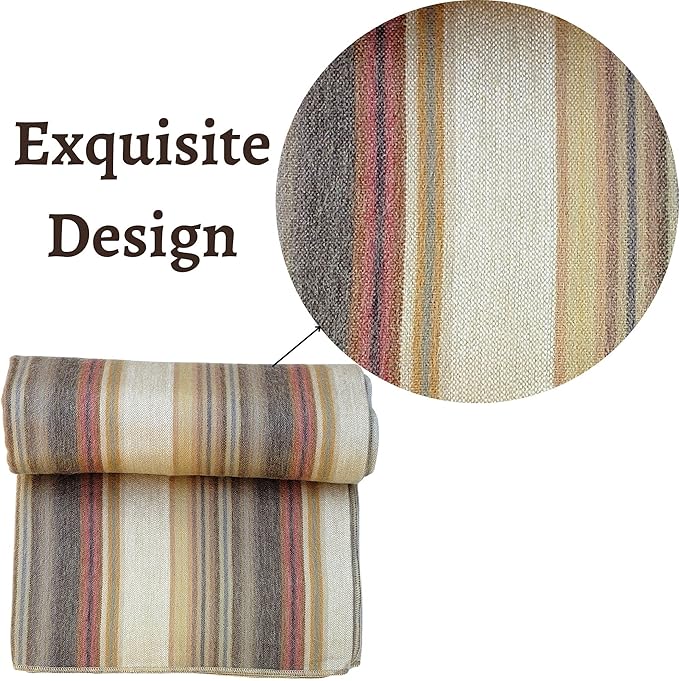 Alpaca Wool Throw Blanket | Super Soft, Lightweight, Breathable and Hypoallergenic | Non-Itchy or Scratchy (Beige Brown Varicolored, Queen (U.S. Standard))-Ruum Studio Home