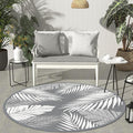 GENIMO Outdoor Rug 8' Round Waterproof for Patios Clearance, Reversible Outdoor Plastic Straw Camping Rug Carpet, Large Area Rugs Mats for RV, Camper, Deck, Balcony, Porch, Beach, Picnic, Grey&White-Ruum Studio Home