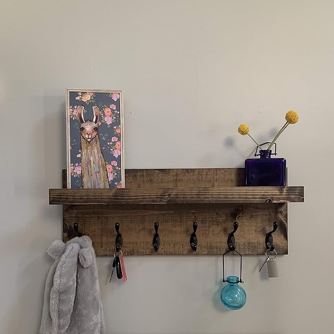 Coat Rack with Shelf Wall Mounted with Storage (Choose Your Length) Towel Rack Entryway Organizer Key Hooks (40" L (10 Hooks))-Ruum Studio Home