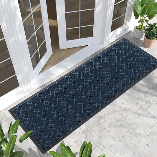 Yimobra Front Door Mat Outdoor Indoor 72x24, All-Season, All-Weather, Heavy Duty Welcome Door Mats Outside Entrance, Non Slip Porch Patio Entrance Mat, Blue-Ruum Studio Home