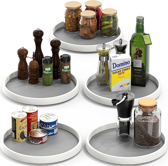 Simple Houseware 12-Inch Lazy Susan Spice Organizer Rotating Tray, 5-Pack-Ruum Studio Home