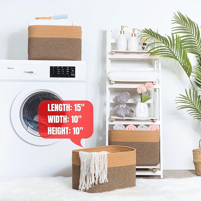MINTWOOD Design 3-Pack Storage Baskets for Shelves, Decorative Baskets for Organizing, Woven Baskets for Storage, Book Basket Cube Storage Bin Box, Pantry Closet and Shoe Organizers, Black Jute-Ruum Studio Home