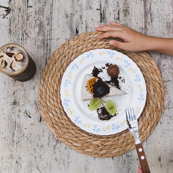 Defined Deco Woven Placemats Set of 4,12" Round Rattan Placemats,Natural Hand-Woven Water Hyacinth Placemats,Farmhouse Weave Place Mats,Rustic Braided Wicker Table Mats for Dining Table,Home,Wedding.-Ruum Studio Home