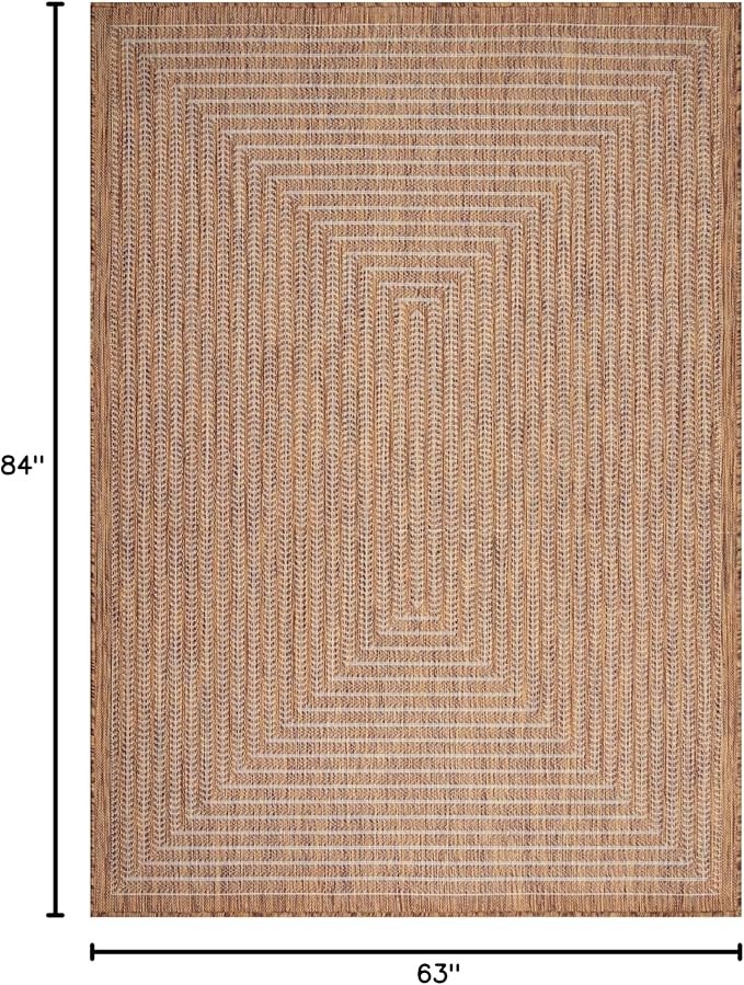Adiva Rugs Outdoor Indoor Area Rug, Weather Resistant, Easy to Clean, Stain Resistant Floor Mat for Dining Room, Backyard, Deck, Patio (Wooden, 5' x 7')-Ruum Studio Home