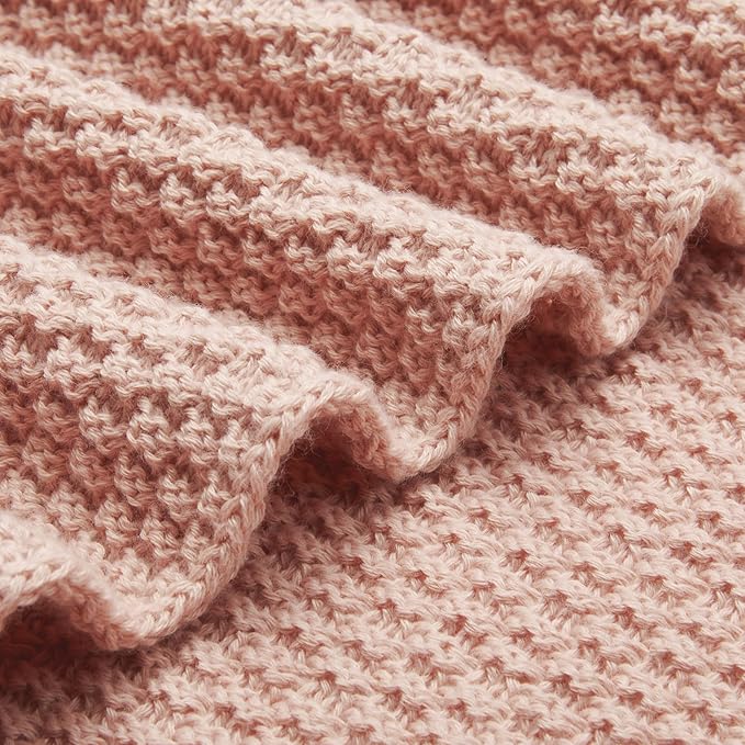 Amazon Basics Chunky Cable Knit Throw Blanket for Couch, Sofa, Bed, Lightweight Soft Cozy, Dusty Rose, 50"x 60"-Ruum Studio Home