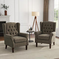 UIXE High Back Accent Chairs Set of 2, Upholstered Armchair in Fabric, Retro Wingback Arm Chair for Living Room, Comfy Single Sofa Bedroom Reading Seat with Solid Wood Legs - Taupe-Ruum Studio Home