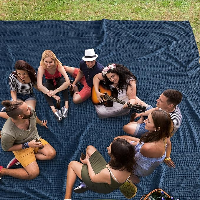 PHF Cooling Waffle Blanket California King Size, Lightweight 60% Rayon Derived from Bamboo & 40% Cotton Breathable Blanket for Hot Sleepers, Soft and Luxury for Bed Couch and Sofa, 110"x96", Navy Blue-Ruum Studio Home