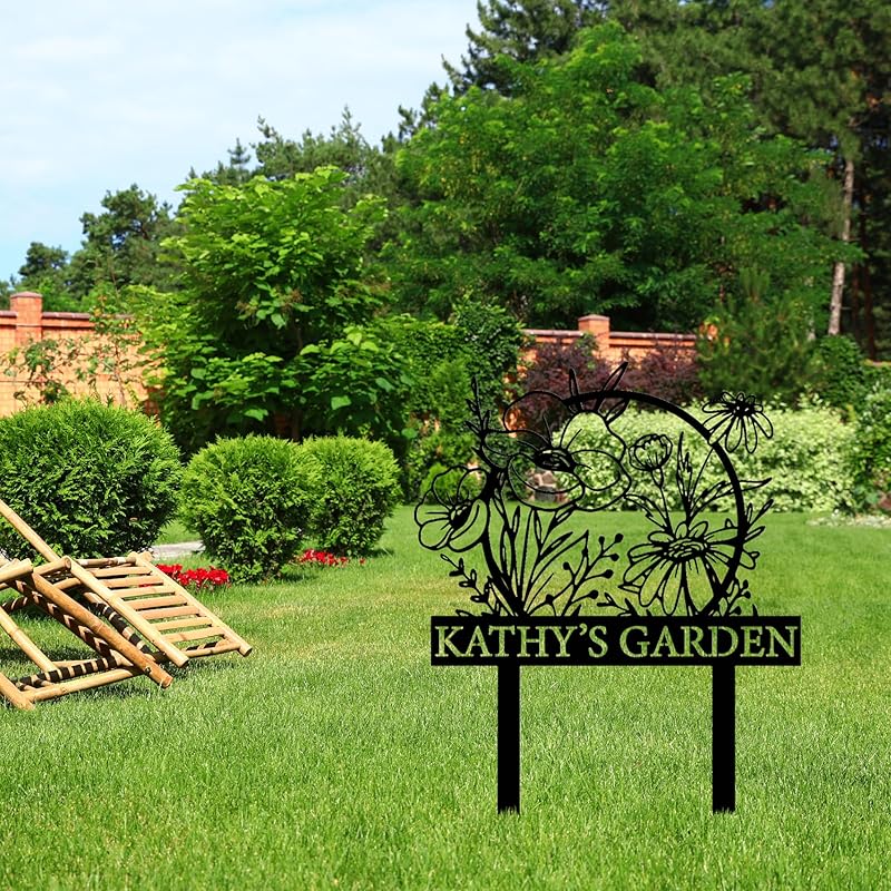 Personalized Metal Garden Sign with Stake, Custom Garden Decor for Outdoor, Custom Family Name Sign, Patio Decorations, Lawn Art, Farmhouse Decorative, Housewarming Gift (CstmDesign12)-Ruum Studio Home