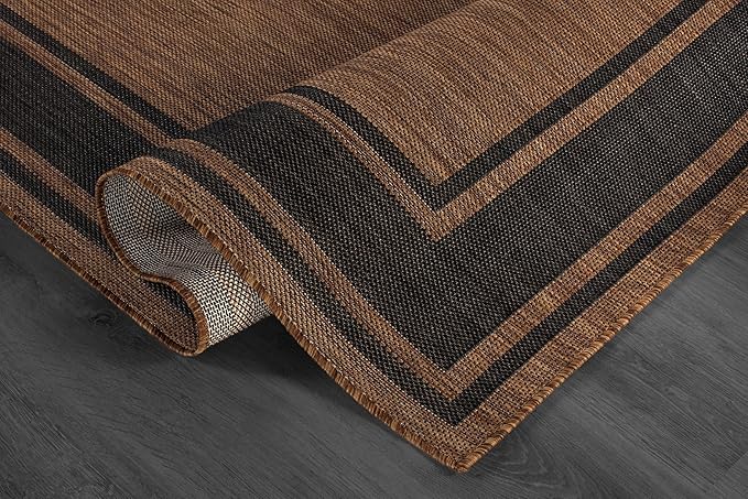 Beverly Rug Large Outdoor Rug 10x14 Modern Bordered Area Rugs for Indoor and Outdoor Patio Deck Porch Garden Waterproof Weather Sun Resistant Washable Outside Carpet (10 x 14 Gold)-Ruum Studio Home
