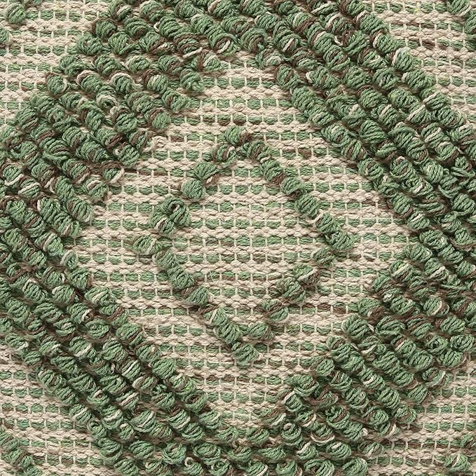 REDEARTH · Tufted Pouf Ottoman with Filler Textured Storage Cube Bean Bag Pouffe Footrest for Living Room, Bedroom, Nursery, Kidsroom; 100% Cotton (17.5"X17.5"X17.5", Solitaire Lozenge Kiwi)-Ruum Studio Home