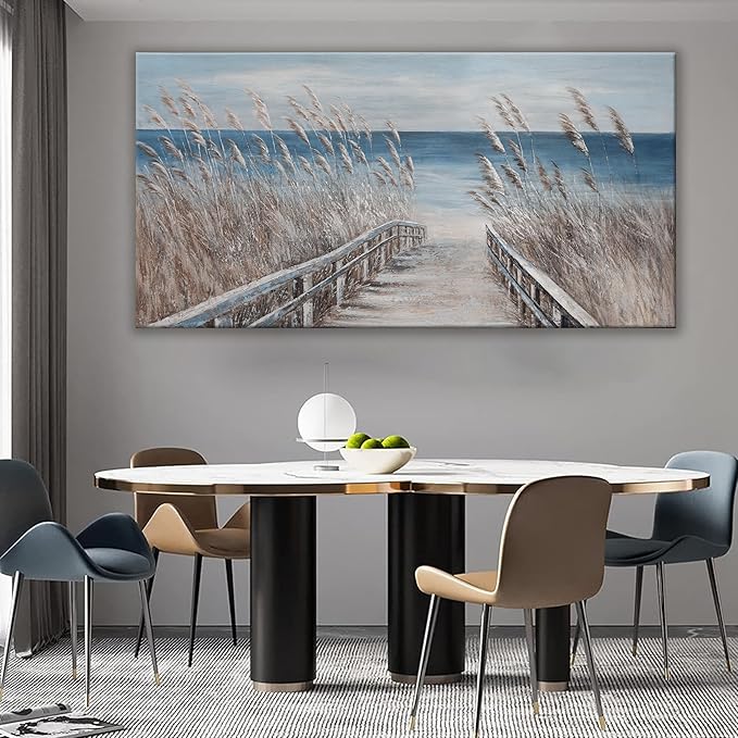 Canvas Wall Art Decor Large Modern Wall Art Decorations Blue Beach Coastal Artwork for Walls Textured Wall Art Prints Pictures Wall Decor Wall Art Bedroom 29"X58" For Room Living Room Office Wall Decor-Ruum Studio Home