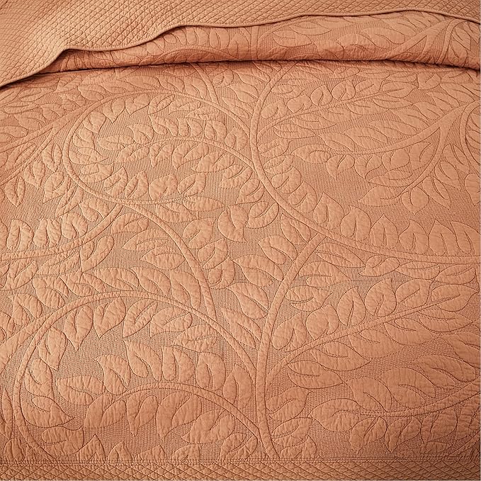 MarCielo 3-Piece 100% Cotton Oversized Bedspread Lightweight Quilt Coverlet Embroidery Farmhouse Bedding Set T0 (Royal Orange, Twin (68"x86"))-Ruum Studio Home