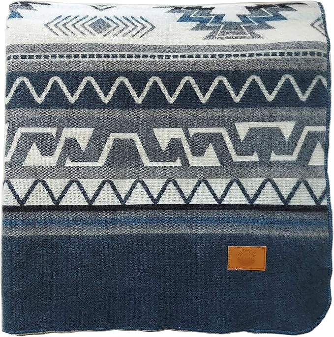 Inca Aztec Throw, Queen, King Blanket | Southwest Indian Navajo Boho Style | Native Cover for Camping, Bedding, Couch, Vanlife | Faux Alpaca, Lightweight, Hypoallergenic (Cotopaxi Slate, Throw)-Ruum Studio Home