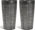 Worth Garden 22.5" H. Plastic Planters - Set of 2 Vintage Black Tall Conical Plant Pots for Indoor Outdoor Use - Decorative Lightweight Flower Pots for Front Porch, Patio, Deck - 12.5" Dia x 22.5" H-Ruum Studio Home
