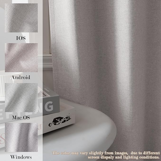 Extra Wide 100% Blackout Linen Textured Curtains - Room Dividers, W150 x L108 (1 Panel), Pinch Pleat Drapes for Living Room, Full Light Block Out Drapery for Sliding Door, Browish Grey-Ruum Studio Home