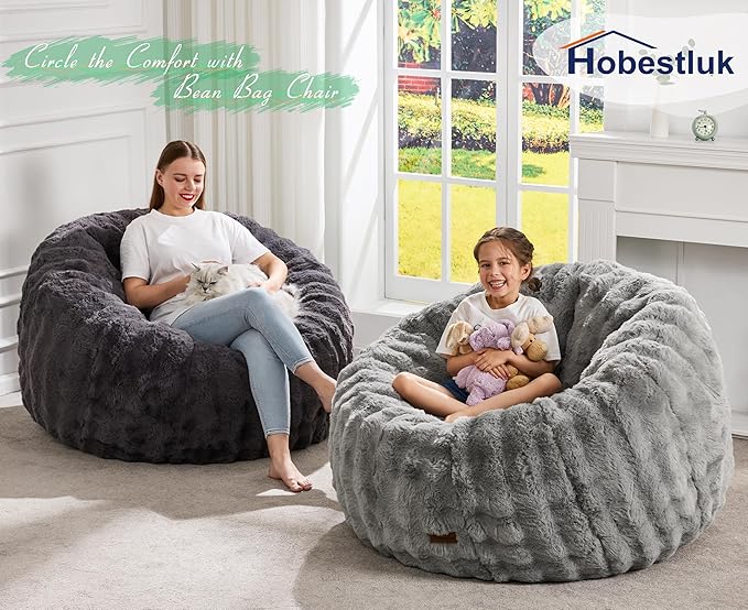 Hobestluk Bean Bag Chair Oversized Bean Bag Chair for Adults Donut-Shaped Large Bean Bag with Spacious Design for Living Room Bedroom or Reading Nook (Bubble Grey)-Ruum Studio Home