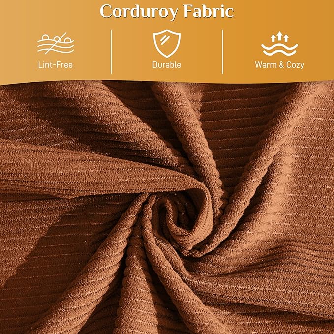 Convertible Sleeper Sofa Bed with Pillow, 4-in-1 Corduroy Folding Mattress Couch with Fixed-Shape Frame, Futon Fold Out Floor Sofa Cama Lounge Couch for Living Room Bedroom, Orange-Ruum Studio Home