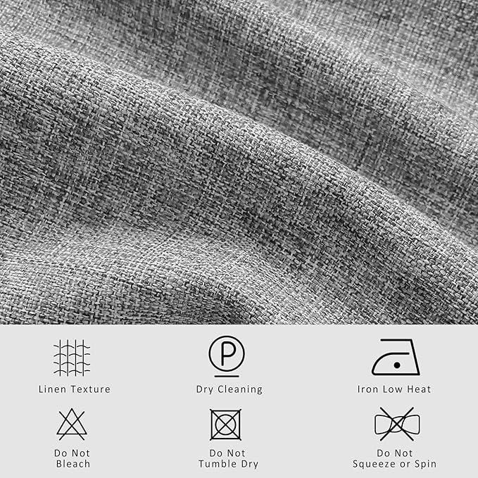Macochico 52”Wx96”L 100% Blackout Curtains for Bedroom Living Room Nursery Light Grey Pinch Pleated Linen Curtains Farmhouse Burlap Drapes Thermal Window Panels with Hooks and Tieback 1 Panel-Ruum Studio Home