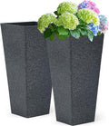 28" Large Tall Square Planters for Outdoor Plants, Set of 2 V-Shaped Planter Box with Black Terrazzo Look, Durable and Weather Resistant, Ideal or Garden, Patio, Porch or Home use.-Ruum Studio Home