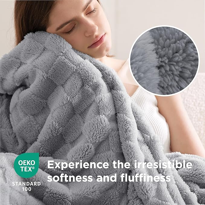 Bedsure GentleSoft Silver Grey Throw Blanket for Couch - Checkered Fleece Blankets Gifts for Women Men Girls, Cute Soft Cozy Throw for Bedroom Home Decor Gifts, 50x60 Inches-Ruum Studio Home