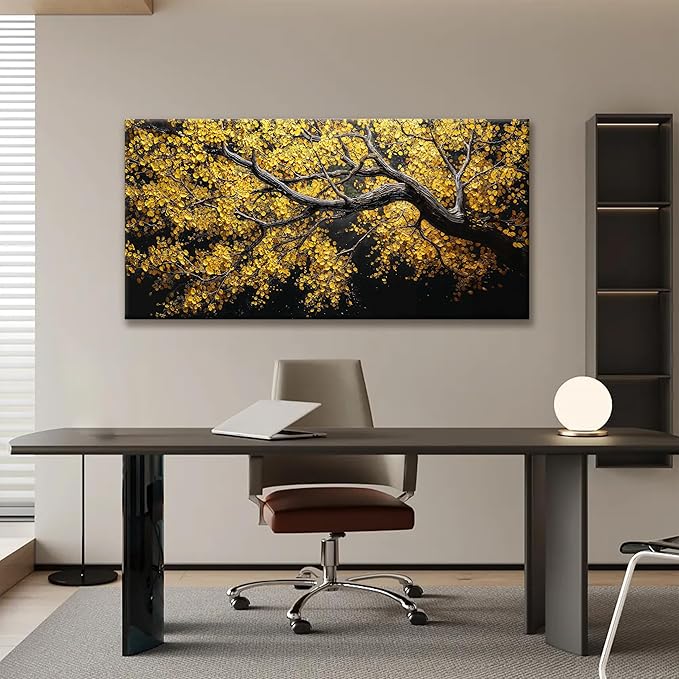 Modern Wall Art Nature Canvas Art Wall Decor Abstract Wall Decor Prints Painting Gold Tree Botanical Abstract Wall Art Picture For Bedroom Living Room Dining Room Home Office Artwork 24"×48"-Ruum Studio Home